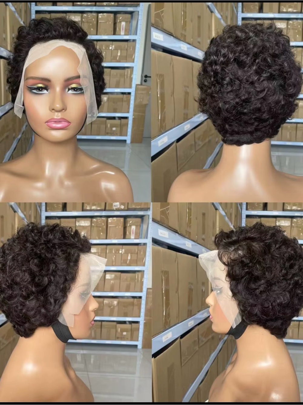 Short Curly Lace Front Wig - Natural Dark Brown